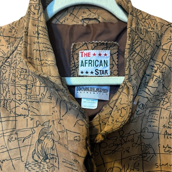 The African Star Homeland Authentics camel color Leather suede jacket one size - Picture 3 of 4